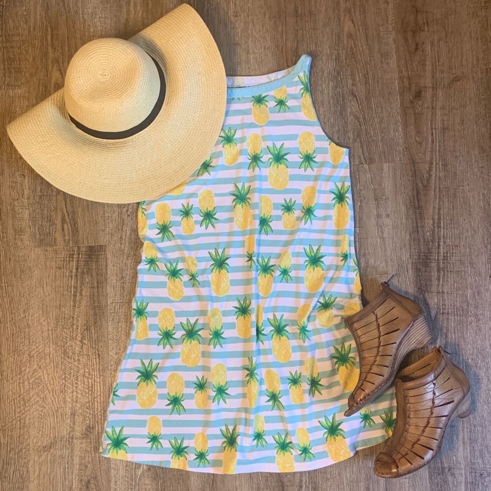 SOLD! Lands’ End Girl’s 16 striped Tank Dress - Picture 1 of 16